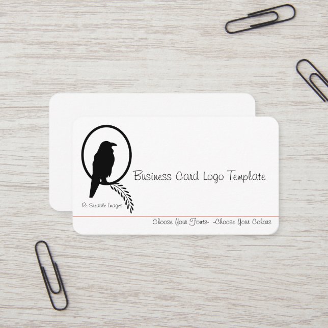 Black Crow or Raven Logo Business Card (Front/Back In Situ)