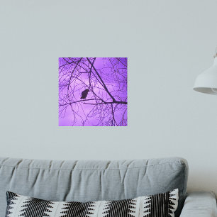 Black Crow Purple Sky Trees Photograph Canvas Print