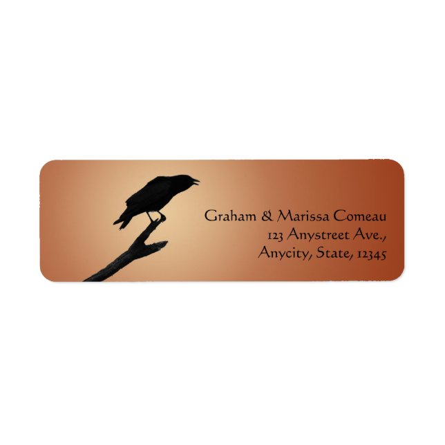 Black Crow Raven Bird Silhouette Orange Background (Front)