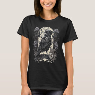 Black Crow Raven Skull Viking Norse Occult Gothic T-Shirt
