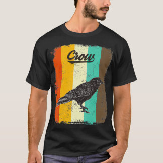 Black Crow  Retro 70s Vintage Bird Lover Art T-Shirt