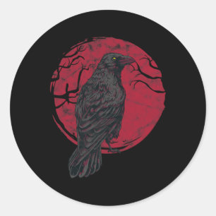 Black Crow Witchcraft Occult Gothic Creepy Hallowe Classic Round Sticker