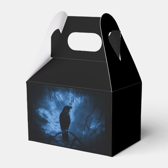 Black Crow with Runes Dark Goth Style Favor Box (Front Side)