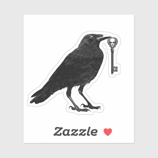 Black Crow With Skeleton Key In Beak (Sheet)