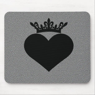 black crown crinkle hearts mouse pad