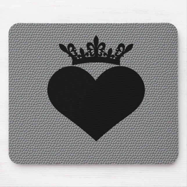 black crown crinkle hearts mouse pad (Front)