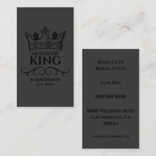 Black Crown King Moustache Barbershop Business Car Card