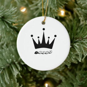 Black Crown Queen Text Style Ceramic Circle Ceramic Ornament