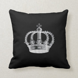 Black Crown Throw Pillow 20" x 20"