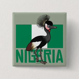 Black Crowned-Crane of Nigeria 2 Inch Square Button