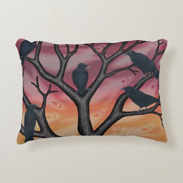 black crows and ghosts at sunset accent pillow (Front)