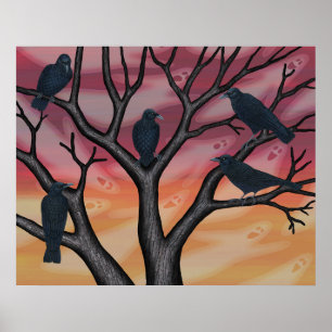 black crows and ghosts at sunset poster