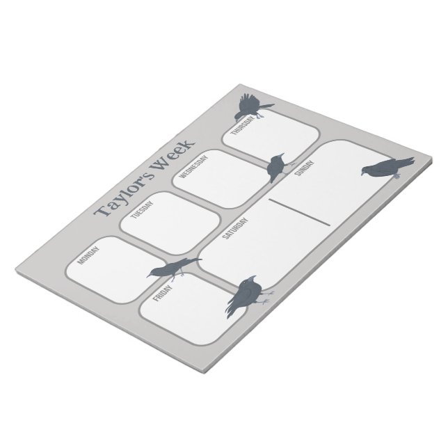 Black Crows Personalized Weekly Planner Notepad (Angled)