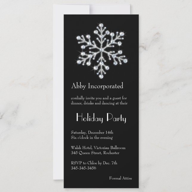Black Crystal Snowflake Holiday Invitation (corp) (Front)