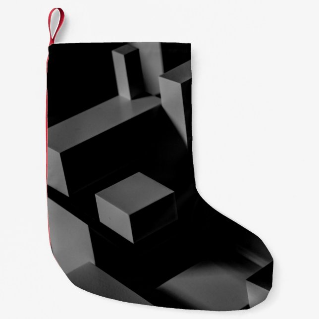 BLACK CUBE SMALL CHRISTMAS STOCKING (Front)
