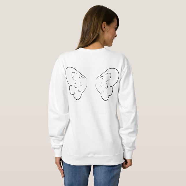 Black Cupid Wings, With A Heart in The Front  Sweatshirt (Back Full)