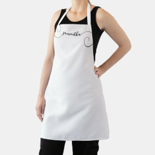 Black Curly Signature Name Apron