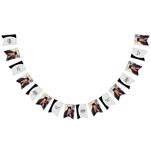 Black Curved Frame Photo Graduation Bunting Flags (All)