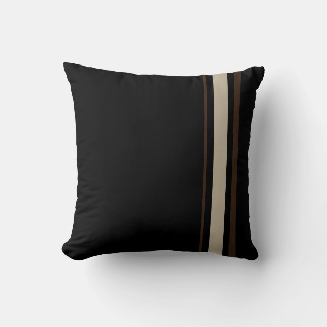 black cushion with brown and beige line (Front)