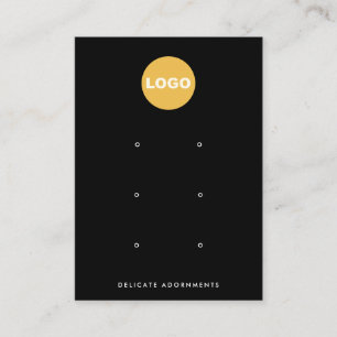 Black Custom Add Logo 6 Hole Stud Earring  Business Card