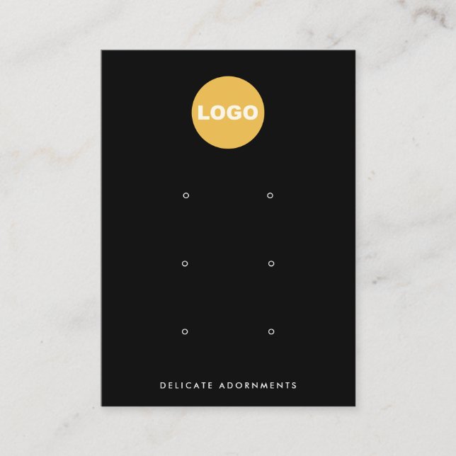 Black Custom Add Logo 6 Hole Stud Earring  Business Card (Front)