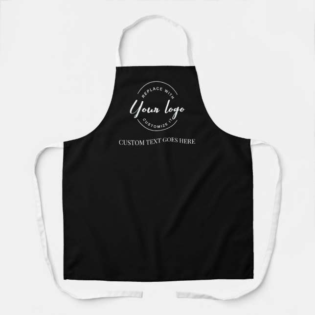 Black Custom Business Apron with Logo Personalized (Front)