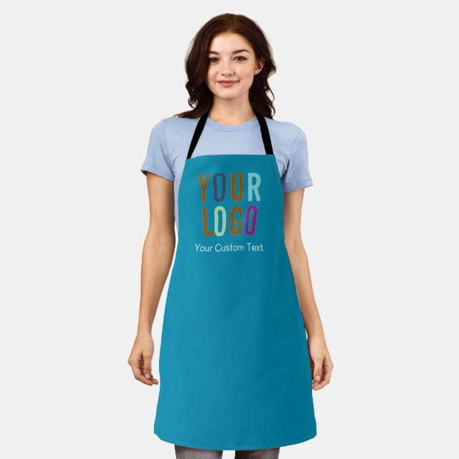 Black Custom Business Apron with Logo Personalized (Worn)