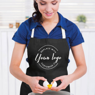 Black Custom Business Apron with Logo Personalized