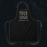 Black Custom Business Apron with Logo Personalized<br><div class="desc">Personalize this all-over-print apron with your own company logo or picture and custom text. The text can be a name, business tagline, website address, social media handle, or other personalized text to express yourself. You can easily customize the front and straps with your own colour choice. Available in large, medium,...</div>