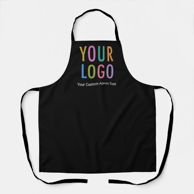 Black Custom Business Apron with Logo Personalized (Front)