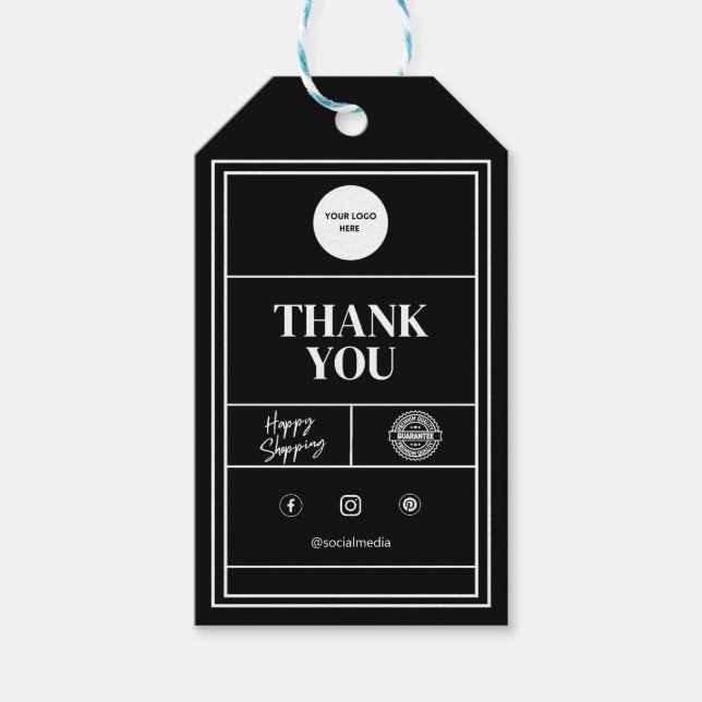 Black Custom Business Gift Tag (Front)