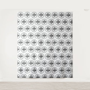 Black Custom Business Logo Backdrop Minimal Tapestry