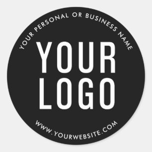 Black Custom Business Logo Company Classic Round Sticker