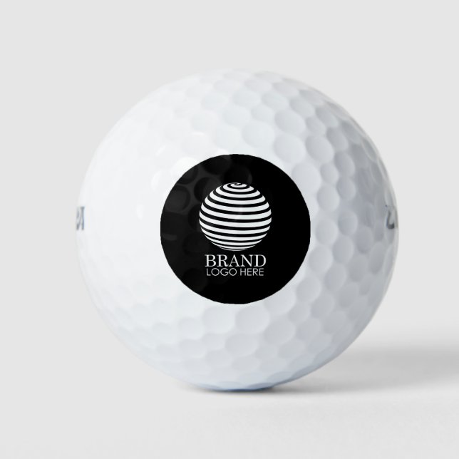 Black Custom Business Logo Company Corporate Golf Balls (Front)