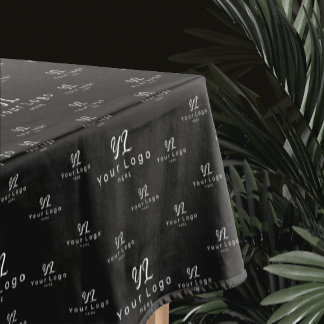 Black Custom Business Logo pattern Branded Cotton Tablecloth