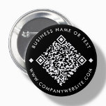 Black | Custom Business QR Code Button<br><div class="desc">Customizable QR Code button pin,  with a black background. To generate a new QR code on the design,  add your website URL or social media handle in the " personalize this template" feature.</div>