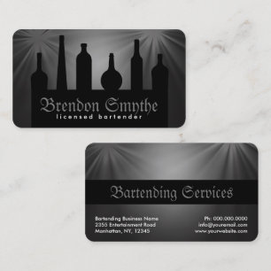 Black Custom Colour Bartending Services Bartender Business Card