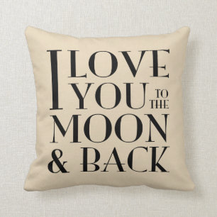 Black & Custom Colour Love you to the moon & back Throw Pillow