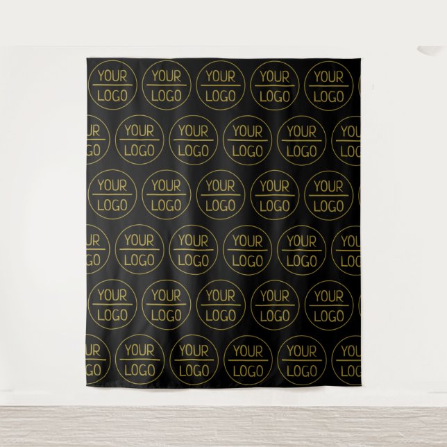 Black Custom Company Logo Backdrop For Events Tapestry (Front)