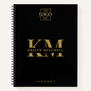 Black Custom Company Logo Business Monogrammed Notebook