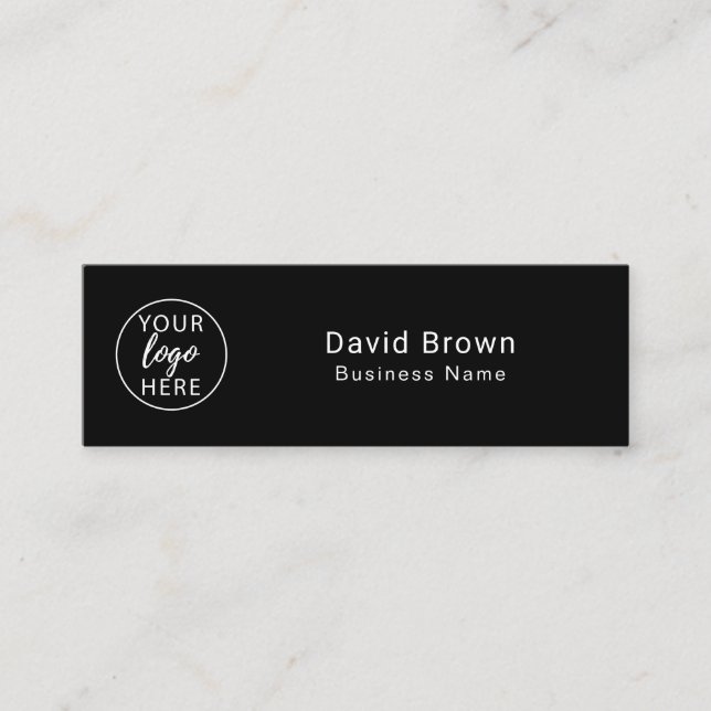 Black Custom Company Logo Mini Business Card (Front)
