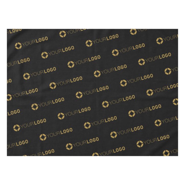 Black Custom Company Logo Promotional Display Tablecloth (Front (Horizontal))