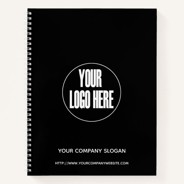Black Custom Company Logo White | Personalize Notebook (Front)