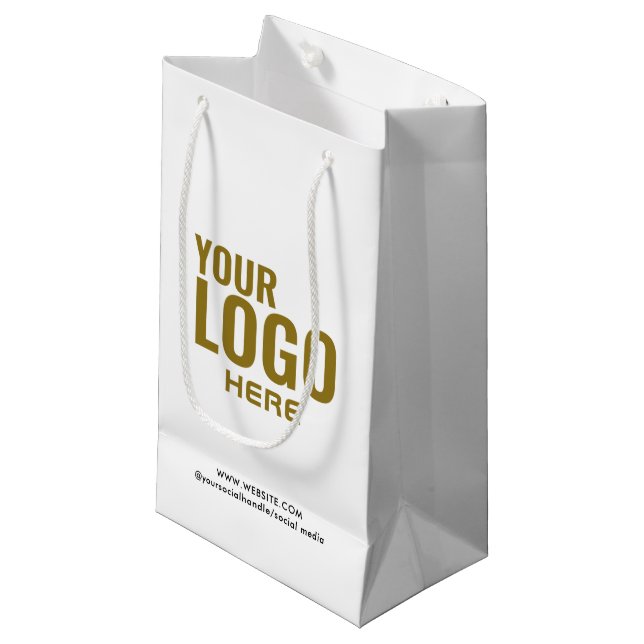 Black Custom Gift Bag Business Company Logo Bulk (Front Angled)