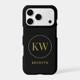 Black Custom Gold Initials Name Minimalist Men 