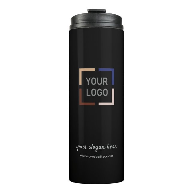 Black custom Logo branded promotional Thermal Tumbler (Front)