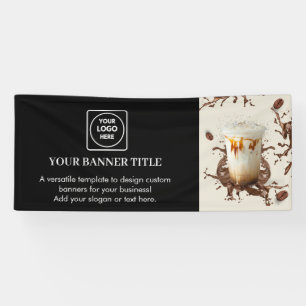 Black Custom Logo Modern 6’ Branded Event Banner