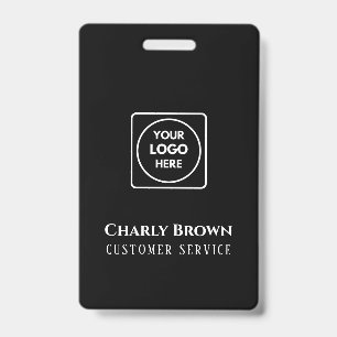 Black Custom Logo   Modern Personalized Employee  Badge