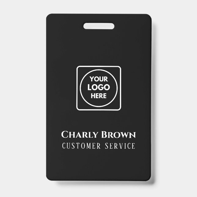 Black Custom Logo | Modern Personalized Employee  Badge (Front)