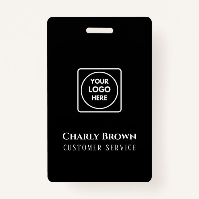 Black Custom Logo | Modern Personalized Employee  Badge (Front)